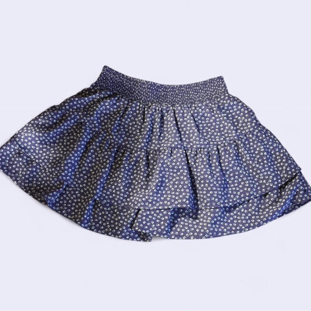 Subdued purple flower print skirt with built in shorts